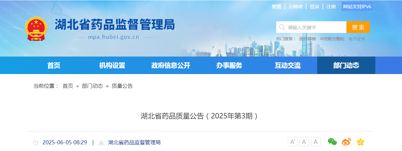 湖北省药品质量公告(2025年第3期)