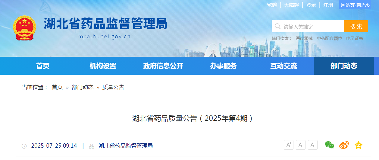 湖北省药品质量公告(2025年第4期)
