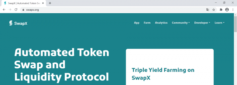 SwapX9月19日开放流动性质押,4小时内锁仓即超过2千万美金