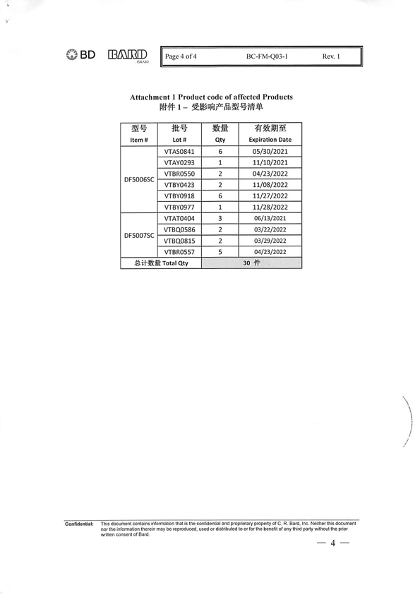 巴德医疗科技(上海)有限公司主动召回不合规定的人造血管