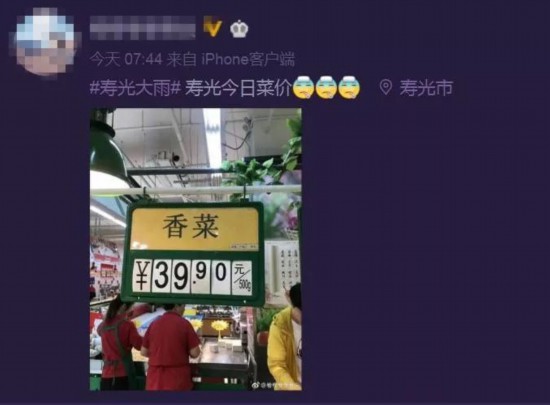 寿光受灾致菜价飞涨香菜每斤39.9元?专家:影响山东
